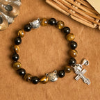 Faithful Tabby Cat with Brown Black Beads for Loving Prayer Animal
