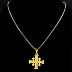 Modern Style Two-color Lord's Prayer Jerusalem Cross Necklace