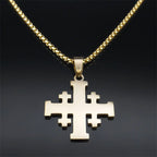 Modern Style Two-color Lord's Prayer Jerusalem Cross Necklace