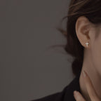 Minimal Quiet Shine S925 Faith Cross Earrings in Dual Color