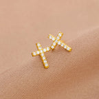 Minimal Quiet Shine S925 Faith Cross Earrings in Dual Color