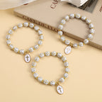 Elegant Clean White & Golden Cross Bead Bracelet