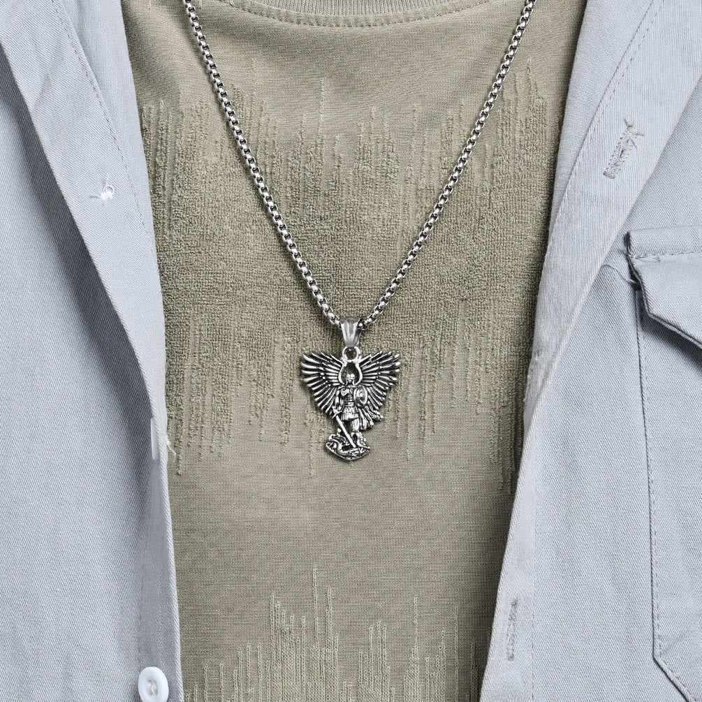Multi-Color Streetwear-Style Angel Warrior Pendant Necklace