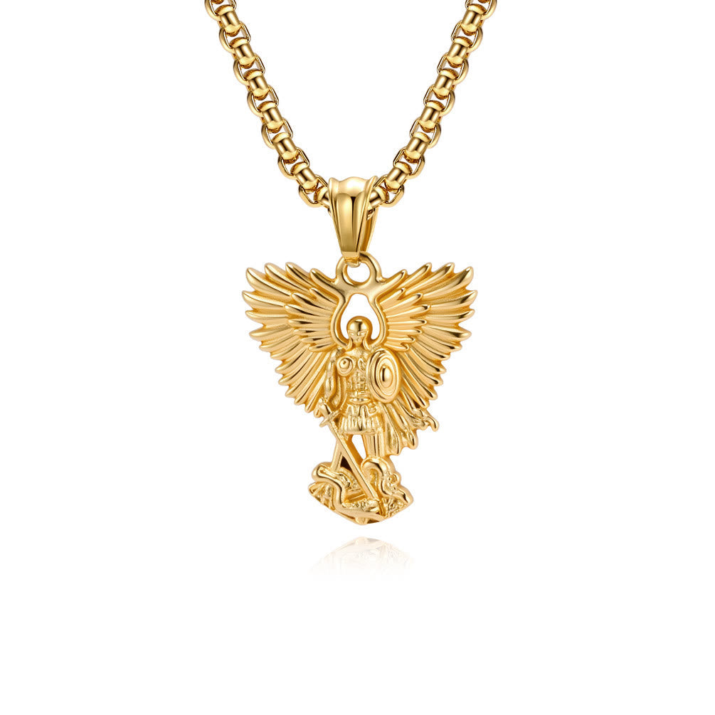 Multi-Color Streetwear-Style Angel Warrior Pendant Necklace