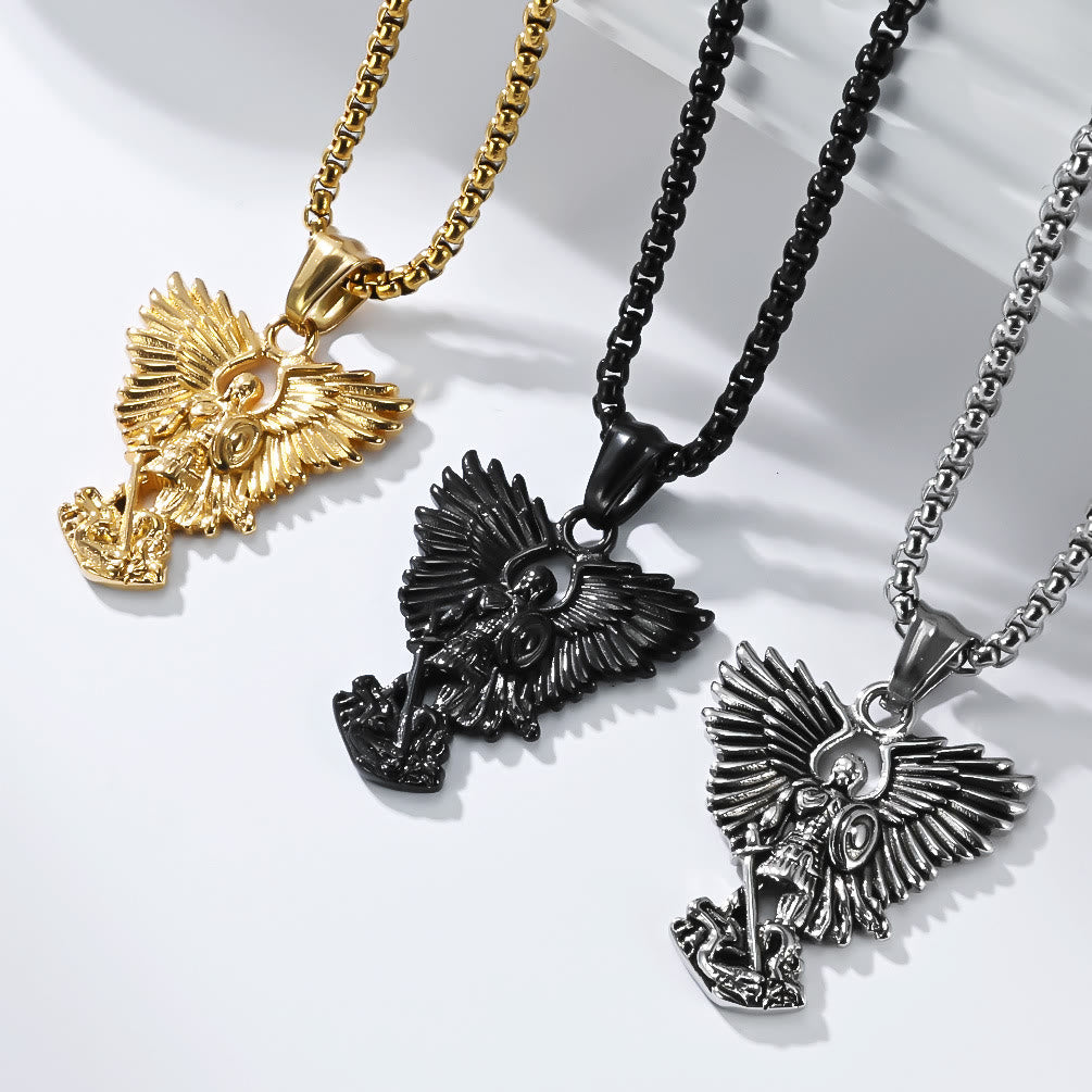 Multi-Color Streetwear-Style Angel Warrior Pendant Necklace