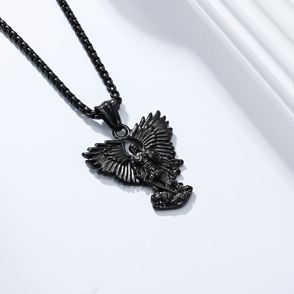 Multi-Color Streetwear-Style Angel Warrior Pendant Necklace