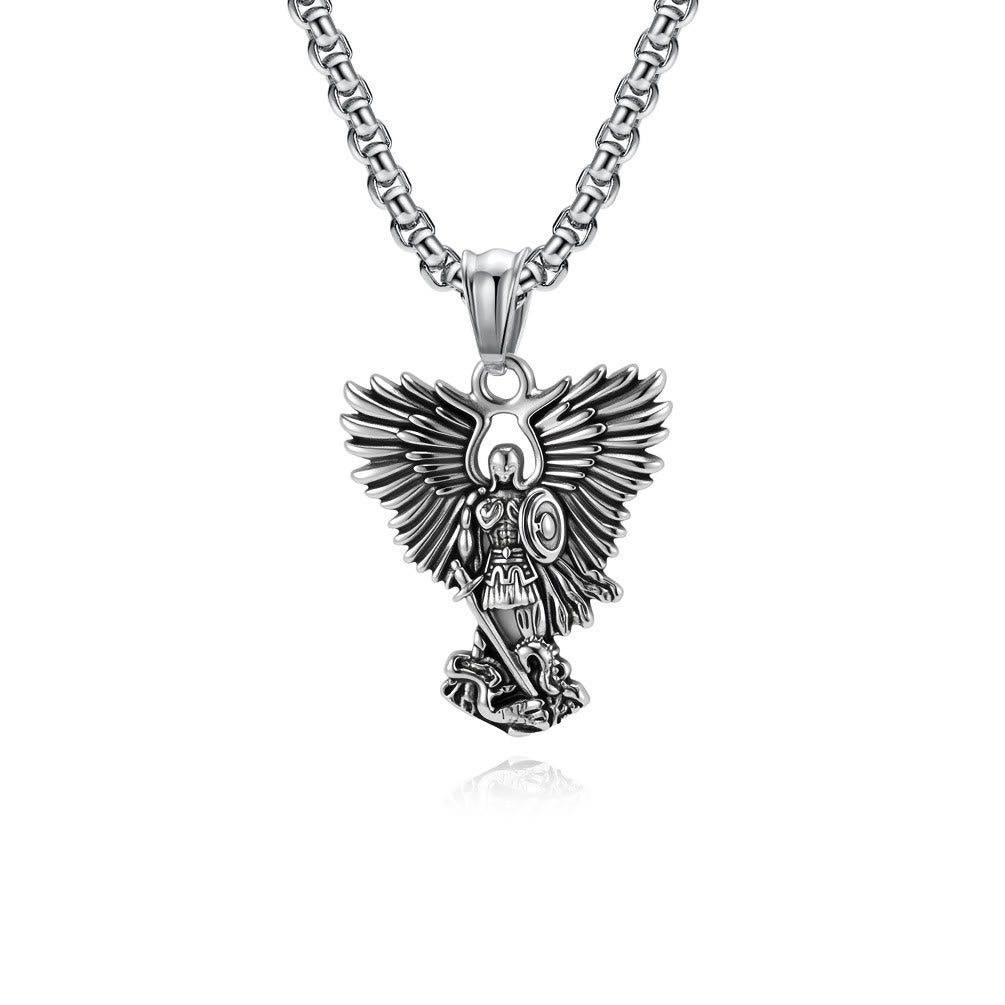 Multi-Color Streetwear-Style Angel Warrior Pendant Necklace
