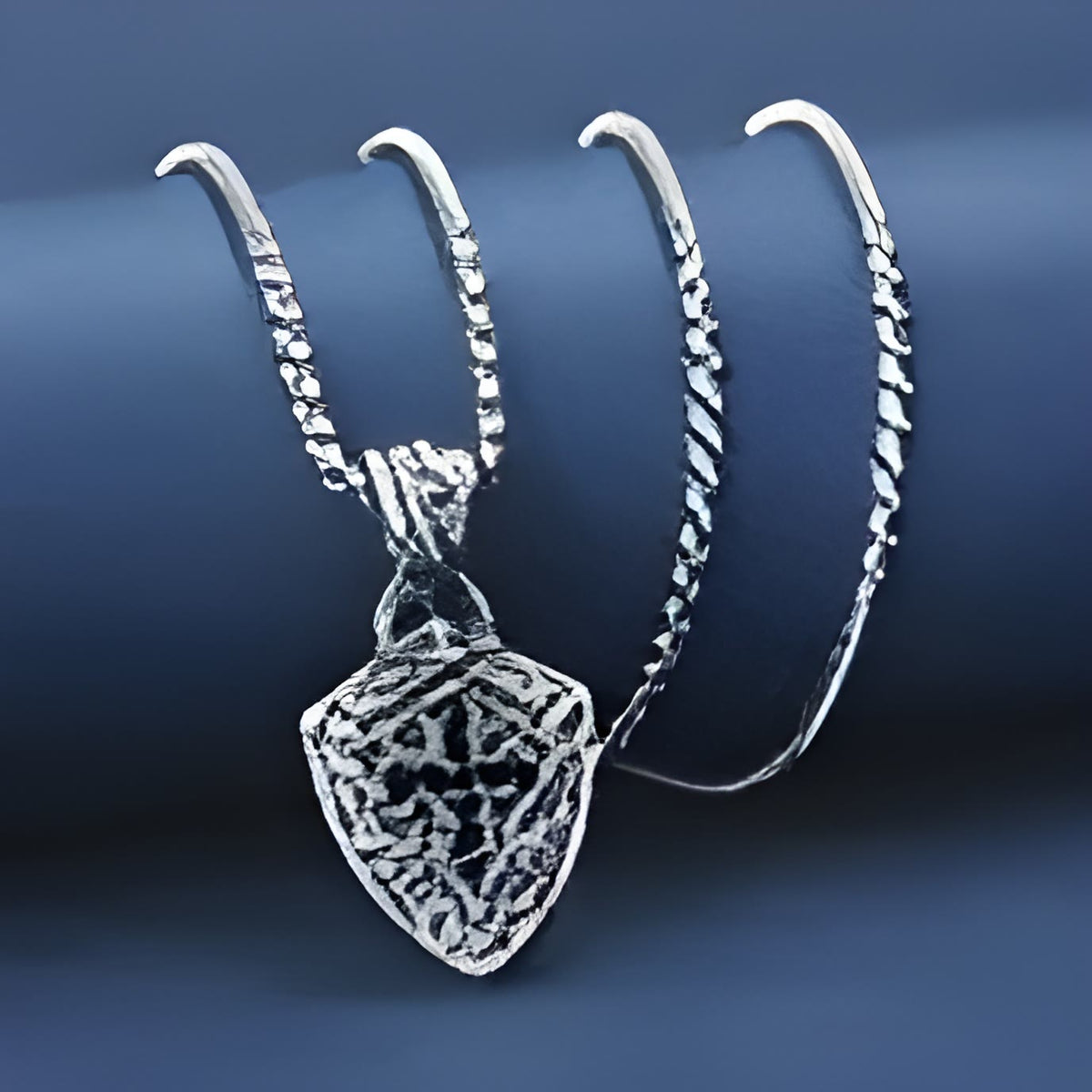 Ornate Shield-Shaped Crucifix Necklace with Black Zircons Inlays