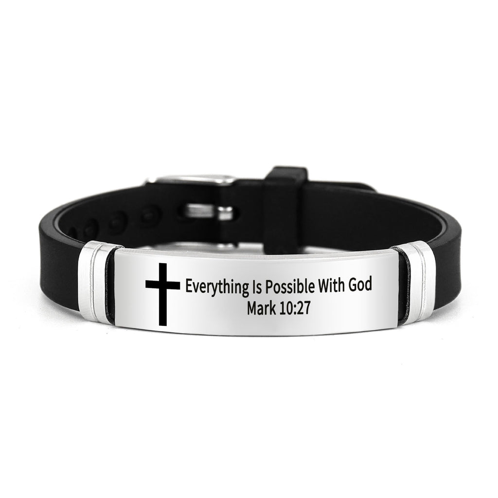 Multi-Styled Motivational Cross Bracelet with Bible Verses