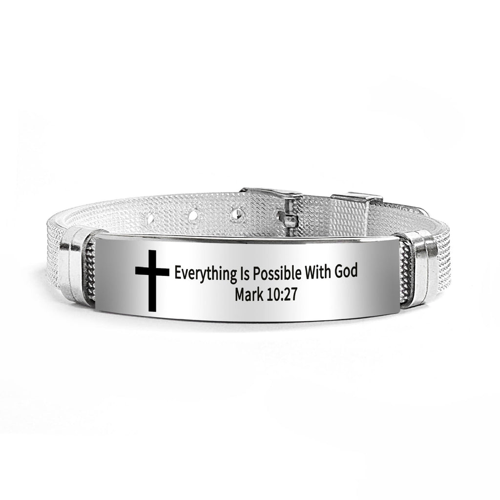 Multi-Styled Motivational Cross Bracelet with Bible Verses