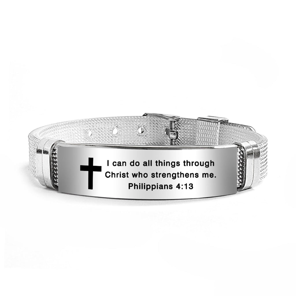 Multi-Styled Motivational Cross Bracelet with Bible Verses