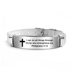 Multi-Styled Motivational Cross Bracelet with Bible Verses