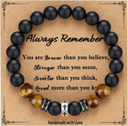 Cross Bracelet with Tiger's Eye, Black Onyx & CZ-Accented Stainless