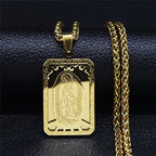 Our Lady of Guadalupe Pendant Necklace with Heart-Edged Charm