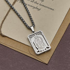 Our Lady of Guadalupe Pendant Necklace with Heart-Edged Charm