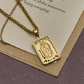 Our Lady of Guadalupe Pendant Necklace with Heart-Edged Charm