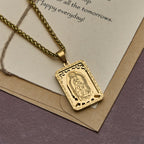 Our Lady of Guadalupe Pendant Necklace with Heart-Edged Charm