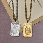 Our Lady of Guadalupe Pendant Necklace with Heart-Edged Charm