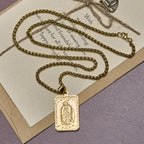 Our Lady of Guadalupe Pendant Necklace with Heart-Edged Charm