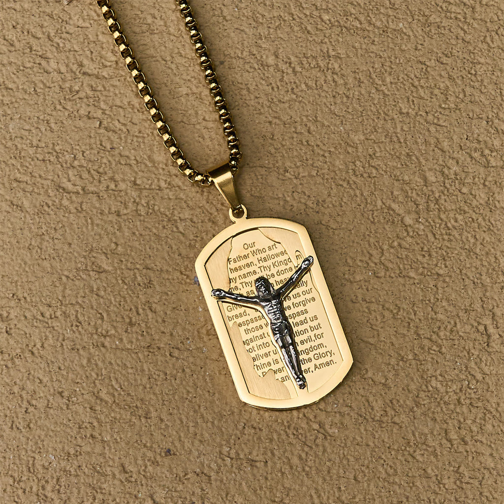 Modern Layered Faith Lord's Prayer Crucifix Necklace