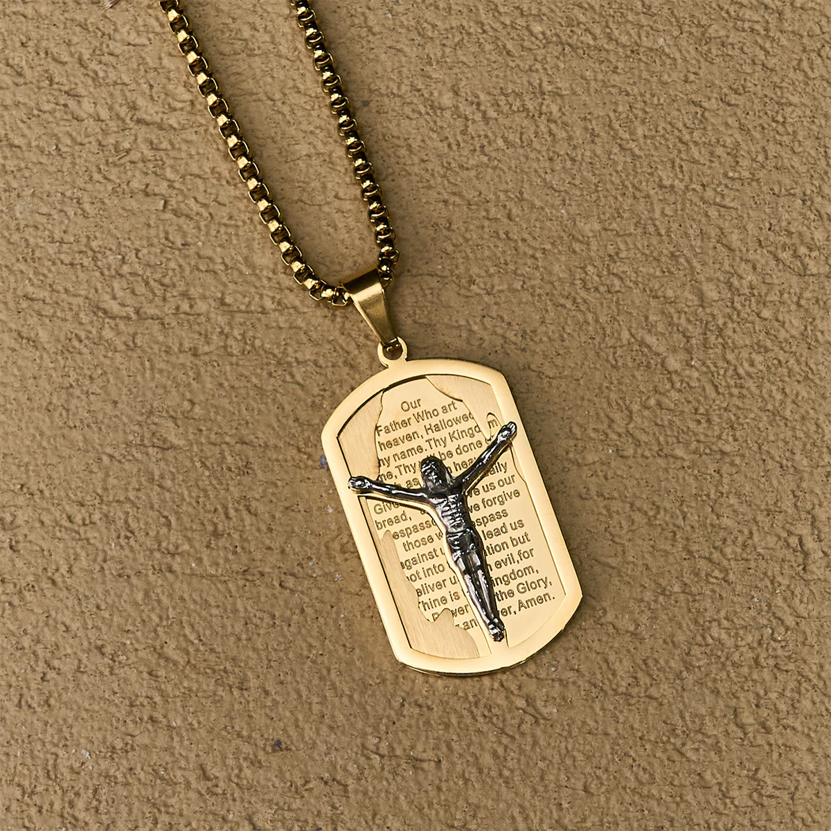 Modern Layered Faith Lord's Prayer Crucifix Necklace
