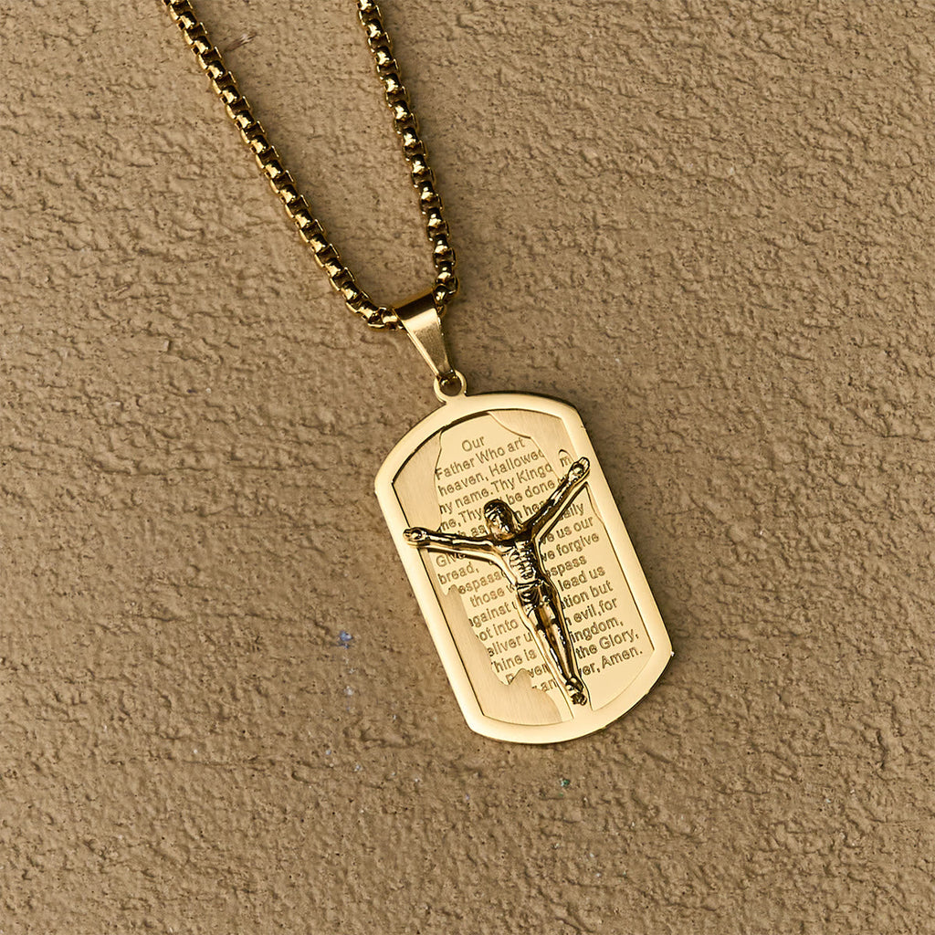 Modern Layered Faith Lord's Prayer Crucifix Necklace