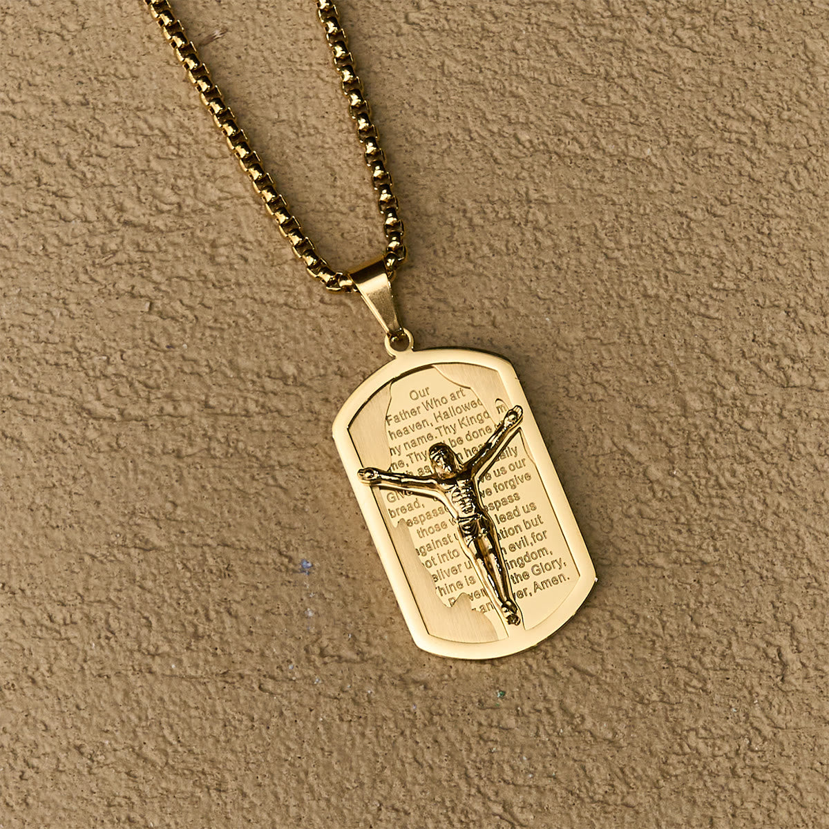 Modern Layered Faith Lord's Prayer Crucifix Necklace