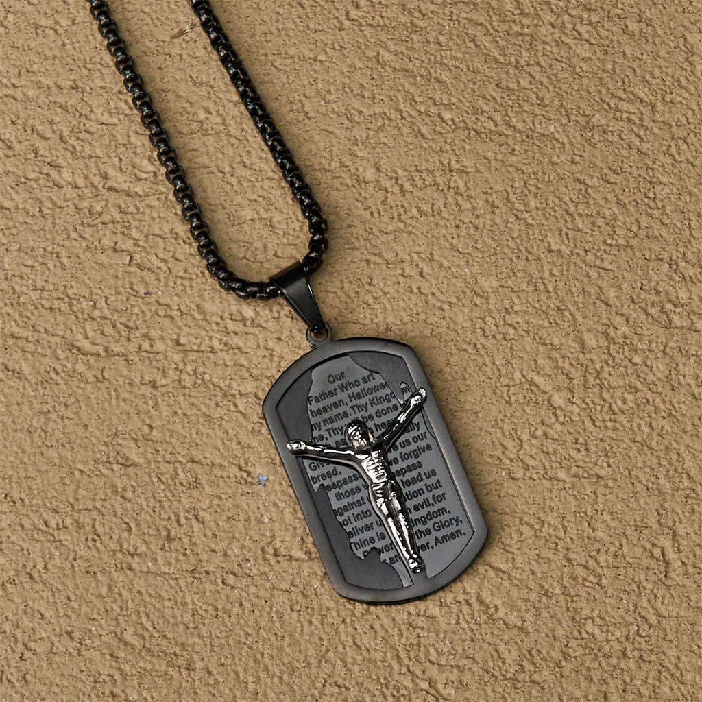 Modern Layered Faith Lord's Prayer Crucifix Necklace