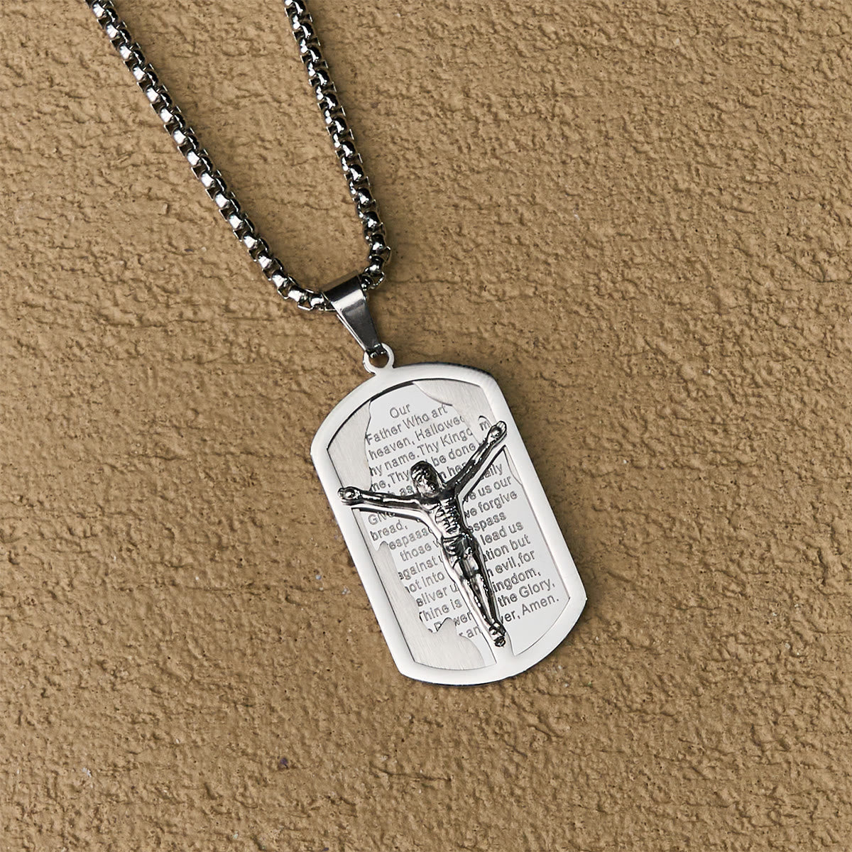 Modern Layered Faith Lord's Prayer Crucifix Necklace