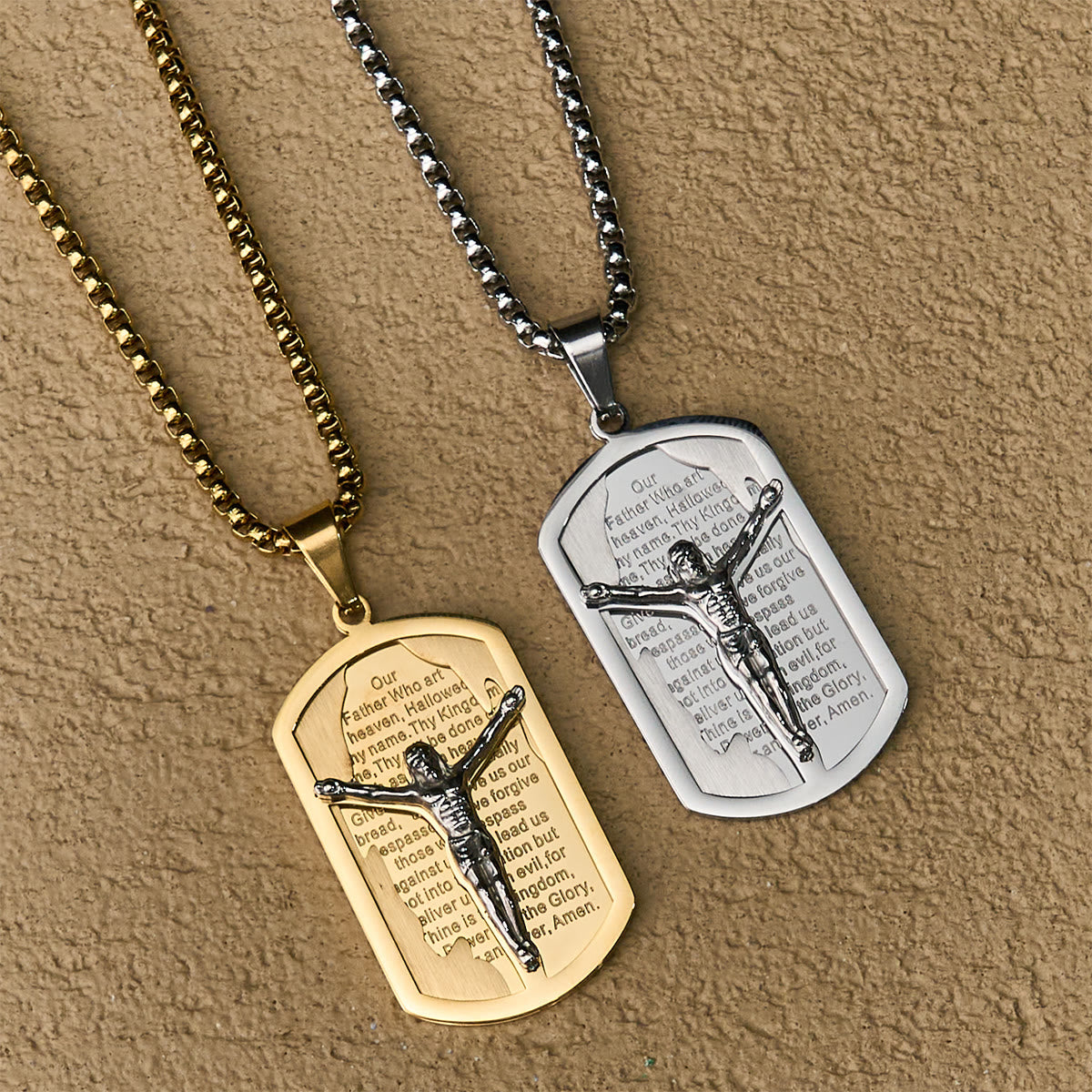 Modern Layered Faith Lord's Prayer Crucifix Necklace