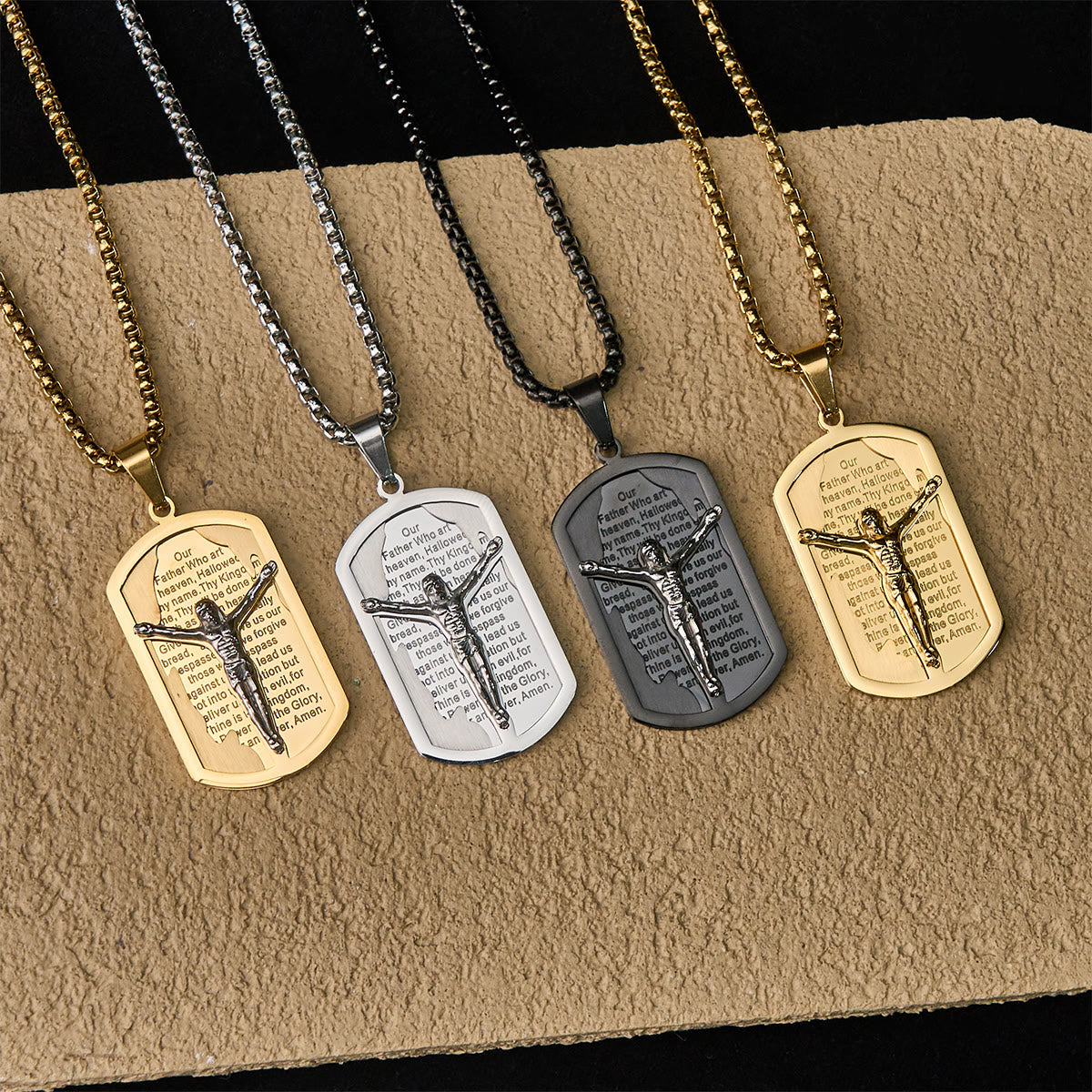 Modern Layered Faith Lord's Prayer Crucifix Necklace
