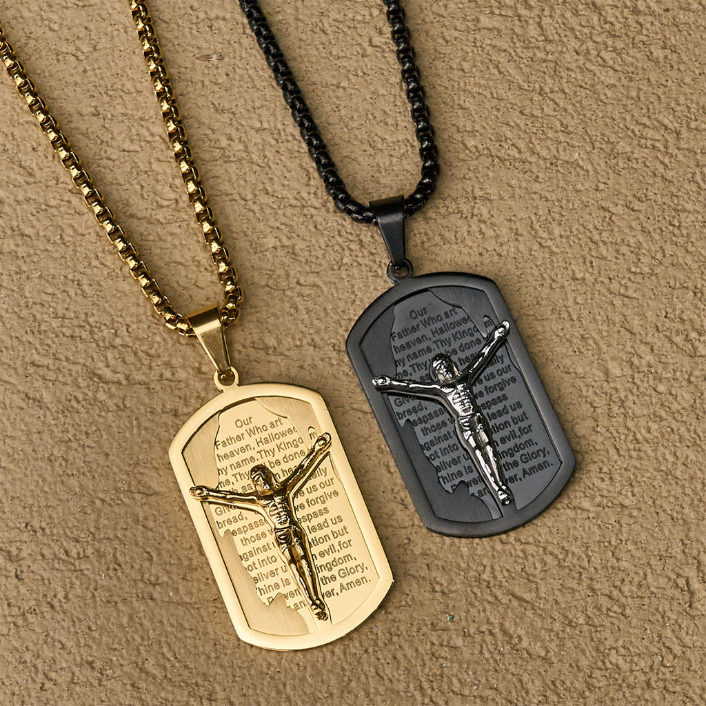 Modern Layered Faith Lord's Prayer Crucifix Necklace