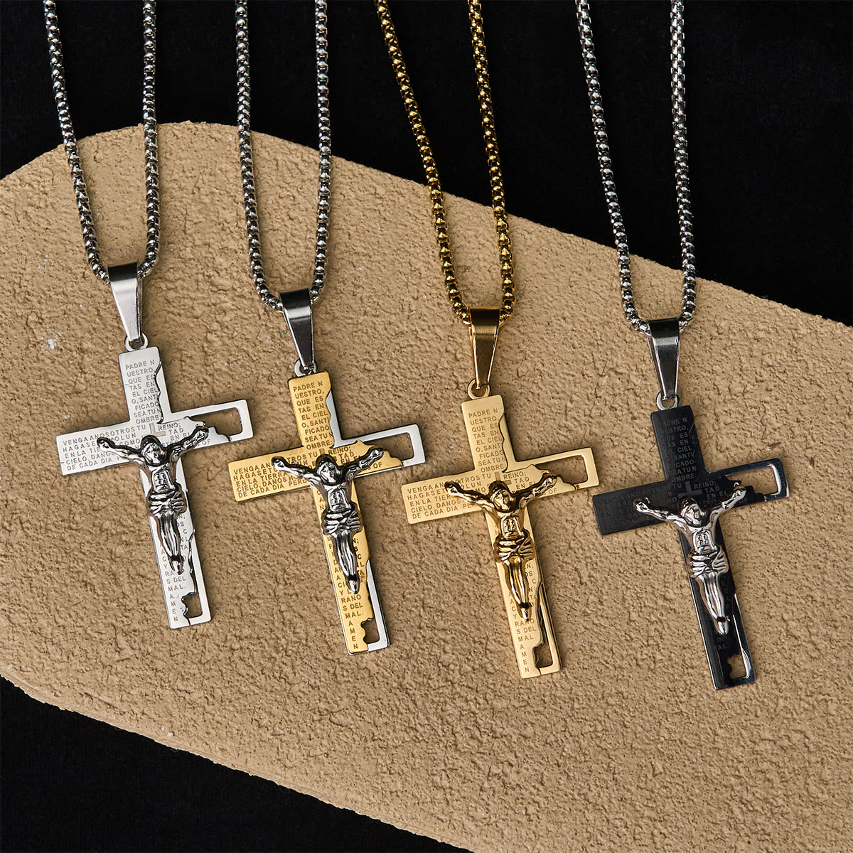 Lord's Prayer Inscription with Crucifix Necklace