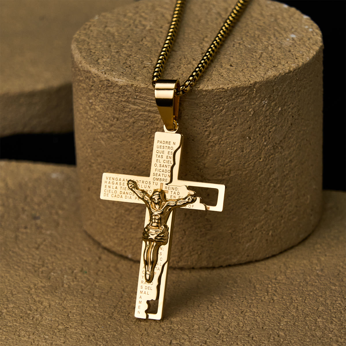 Lord's Prayer Inscription with Crucifix Necklace