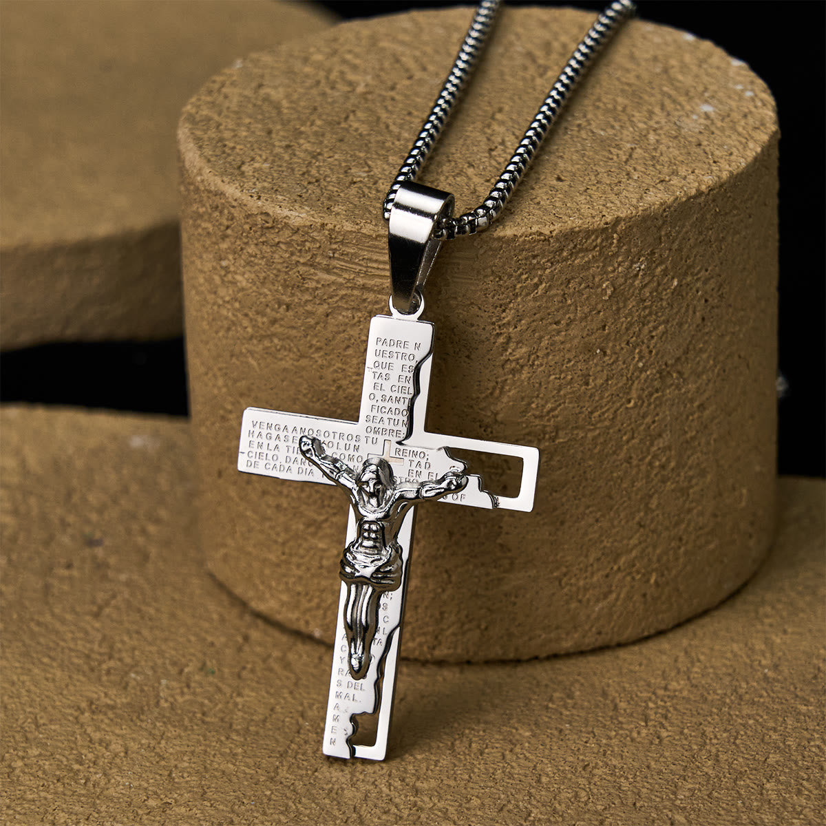 Lord's Prayer Inscription with Crucifix Necklace