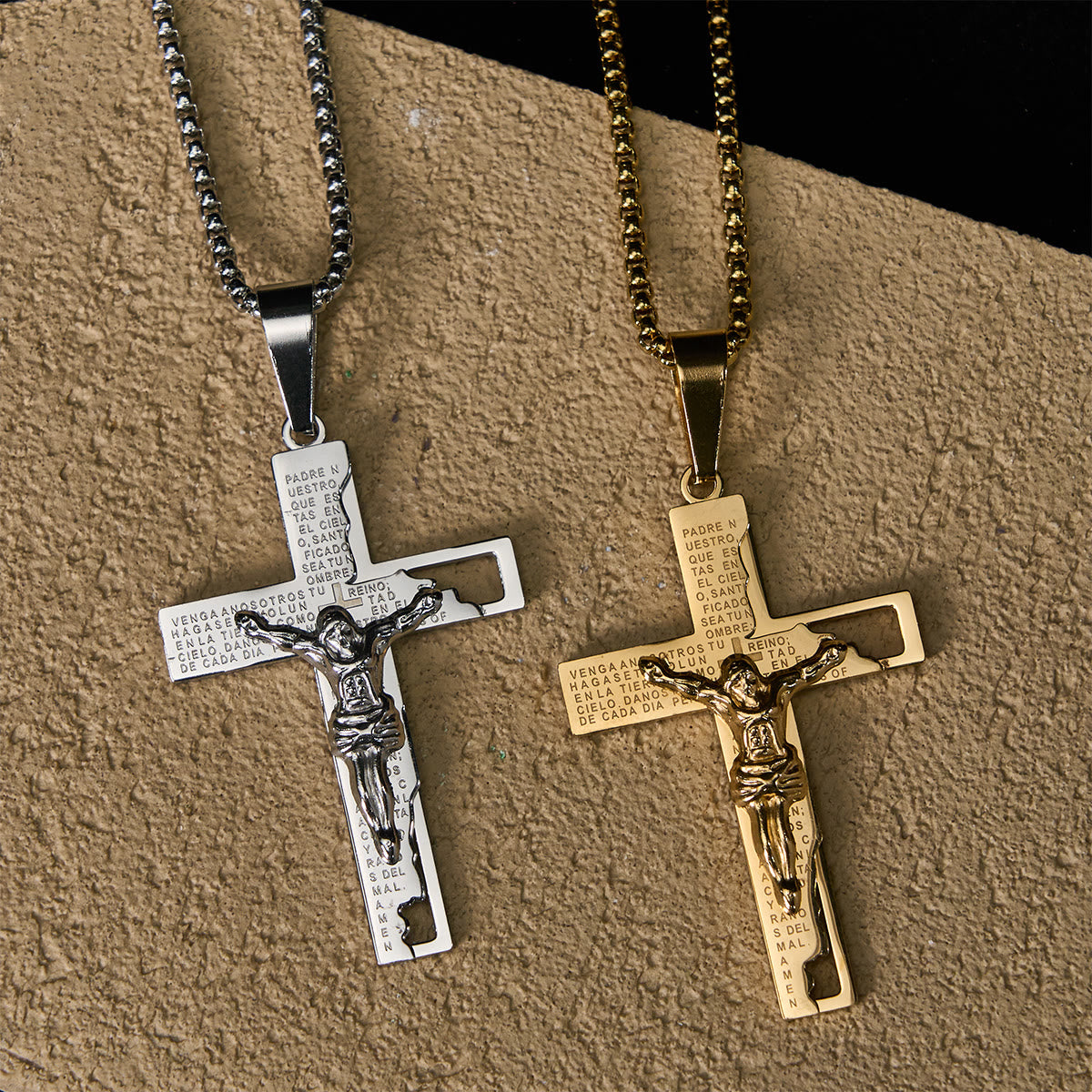 Lord's Prayer Inscription with Crucifix Necklace