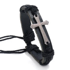 Rugged Faith Wrap Vintage Knot Cross with Scripture Bracelet in Black
