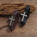 Rugged Faith Wrap Vintage Knot Cross with Scripture Bracelet in Black