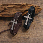 Rugged Faith Wrap Vintage Knot Cross with Scripture Bracelet in Black
