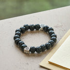 Black Wooden Prayer Handmade Bracelet with Dual Jerusalem Cross