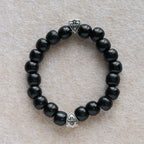 Black Wooden Prayer Handmade Bracelet with Dual Jerusalem Cross
