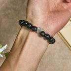 Black Wooden Prayer Handmade Bracelet with Dual Jerusalem Cross