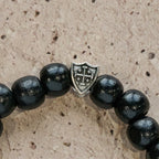 Black Wooden Prayer Handmade Bracelet with Dual Jerusalem Cross