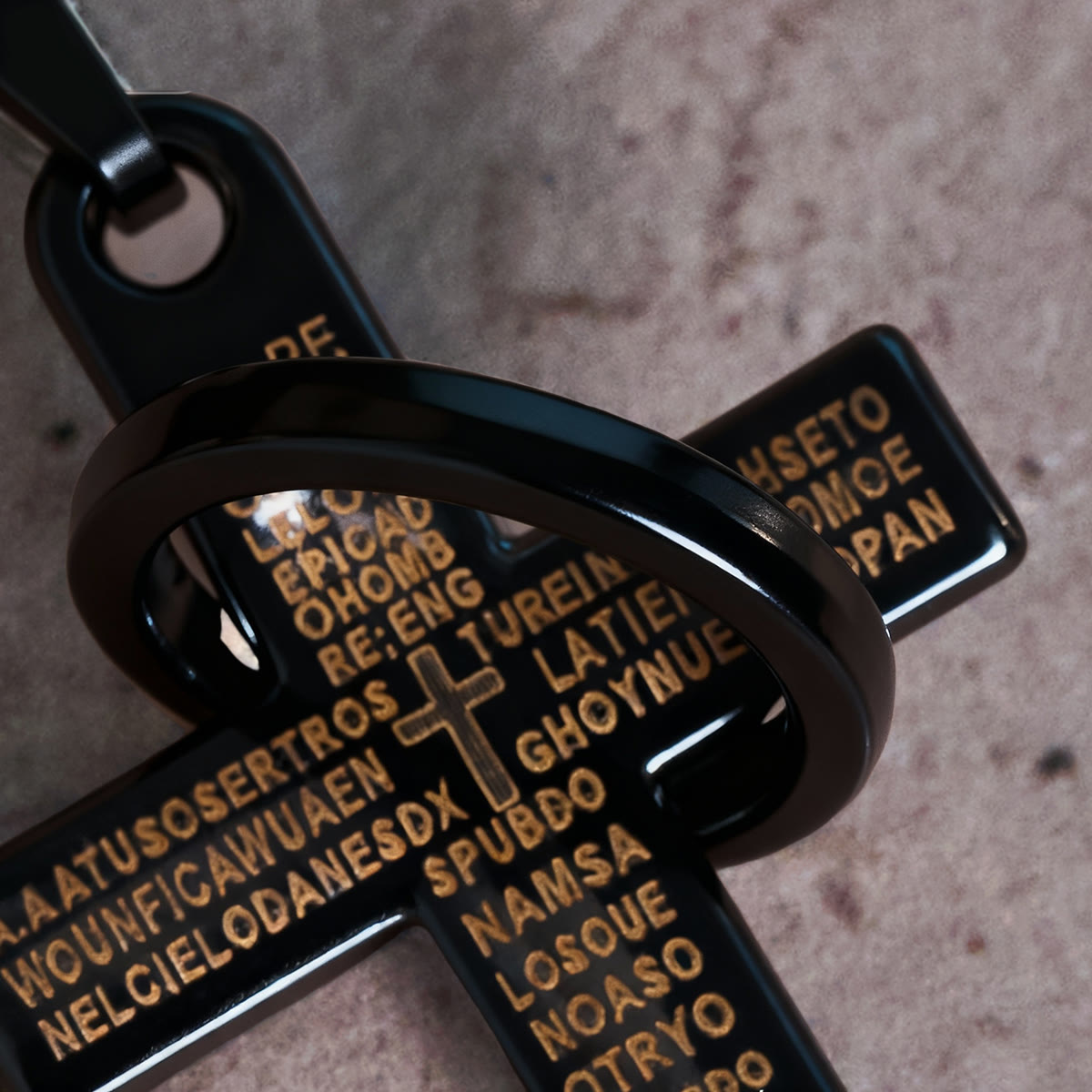 Lord's Prayer with Interlocking Ring Cross Pendant Necklace