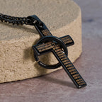 Lord's Prayer with Interlocking Ring Cross Pendant Necklace