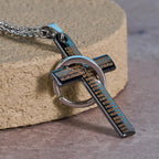 Lord's Prayer with Interlocking Ring Cross Pendant Necklace