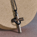 Lord's Prayer with Interlocking Ring Cross Pendant Necklace