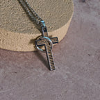 Lord's Prayer with Interlocking Ring Cross Pendant Necklace