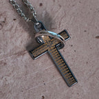 Lord's Prayer with Interlocking Ring Cross Pendant Necklace