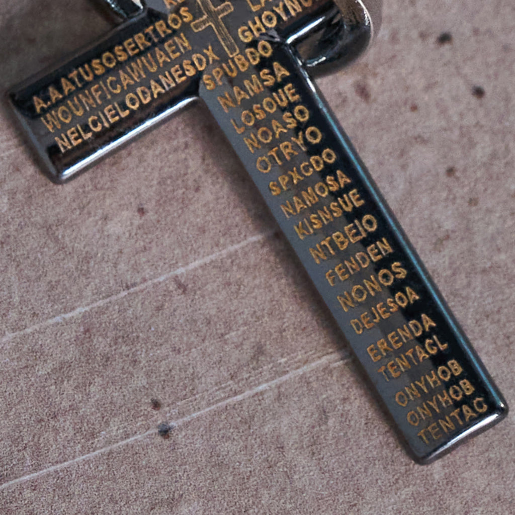 Lord's Prayer with Interlocking Ring Cross Pendant Necklace